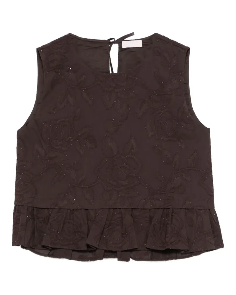 Liu Jo sequin-embellished embroidered top - Braun Braun