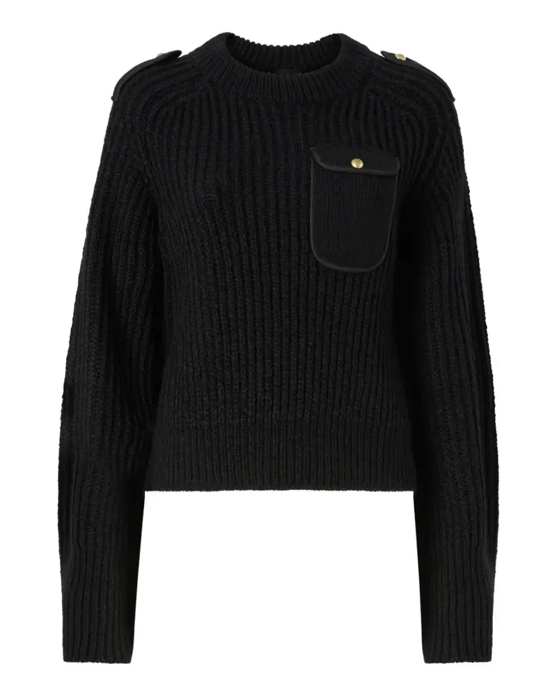 Pinko Gerippter Pullover mit Schulterklappen - Schwarz Schwarz