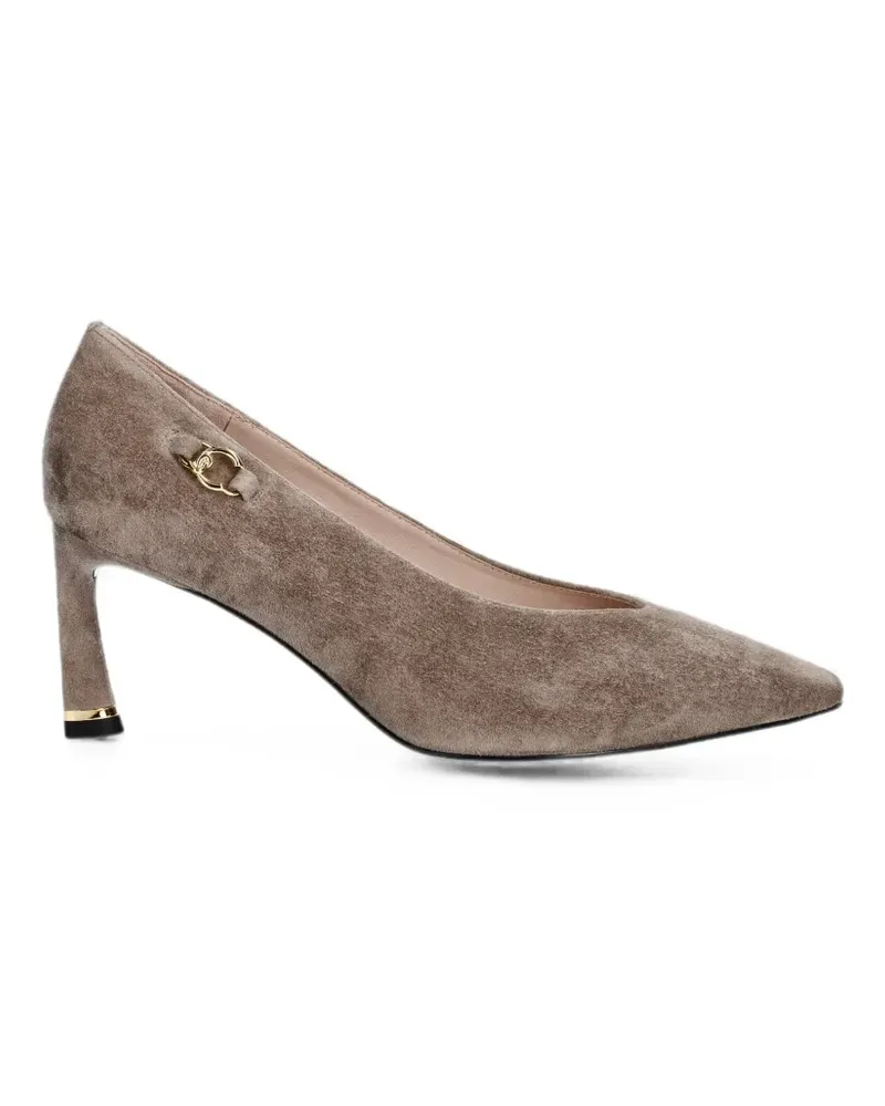 Coccinelle pointed-toe logo-plaque pumps - Nude Nude