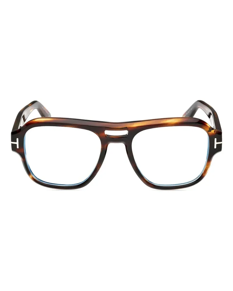 Tom Ford Doppelsteg-Brille mit Scharnierdetail - Braun Braun