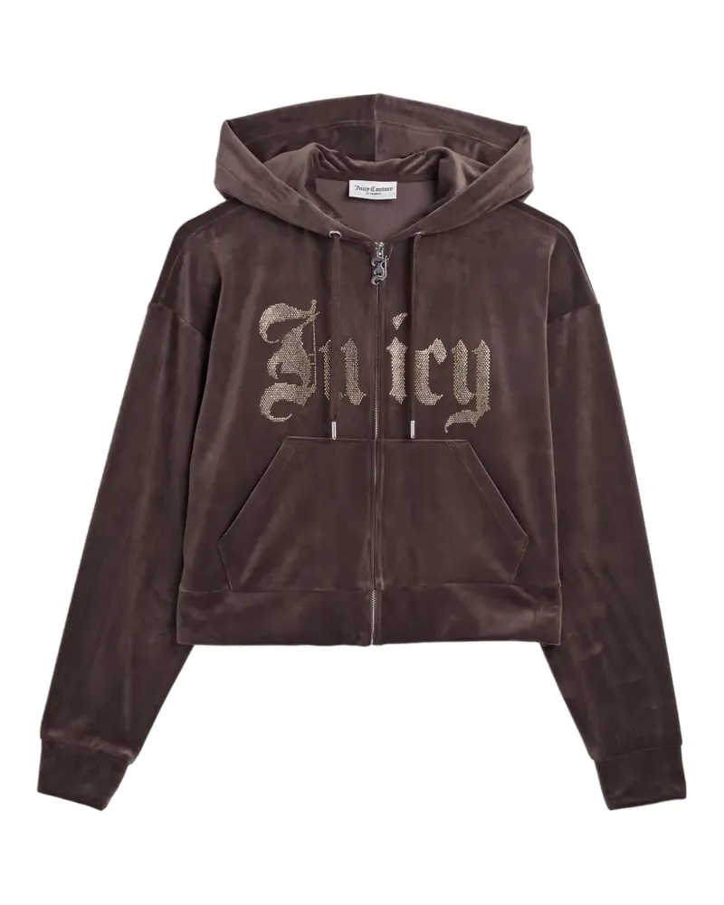 Juicy Couture Old Gothic Cropped-Hoodie mit Strass - Braun Braun