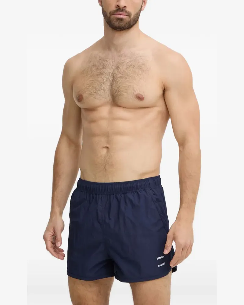 Samsøe & Samsøe logo-print swim shorts - Blau Blau