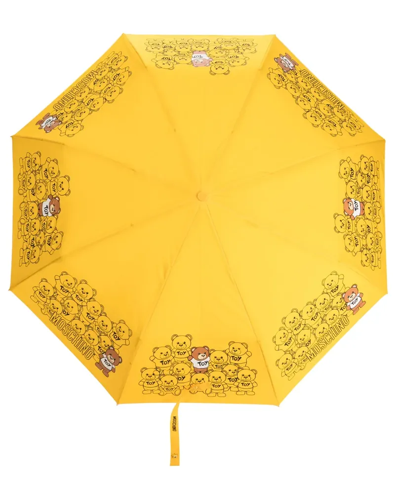 Moschino Regenschirm mit Teddy-Print - Gelb Gelb