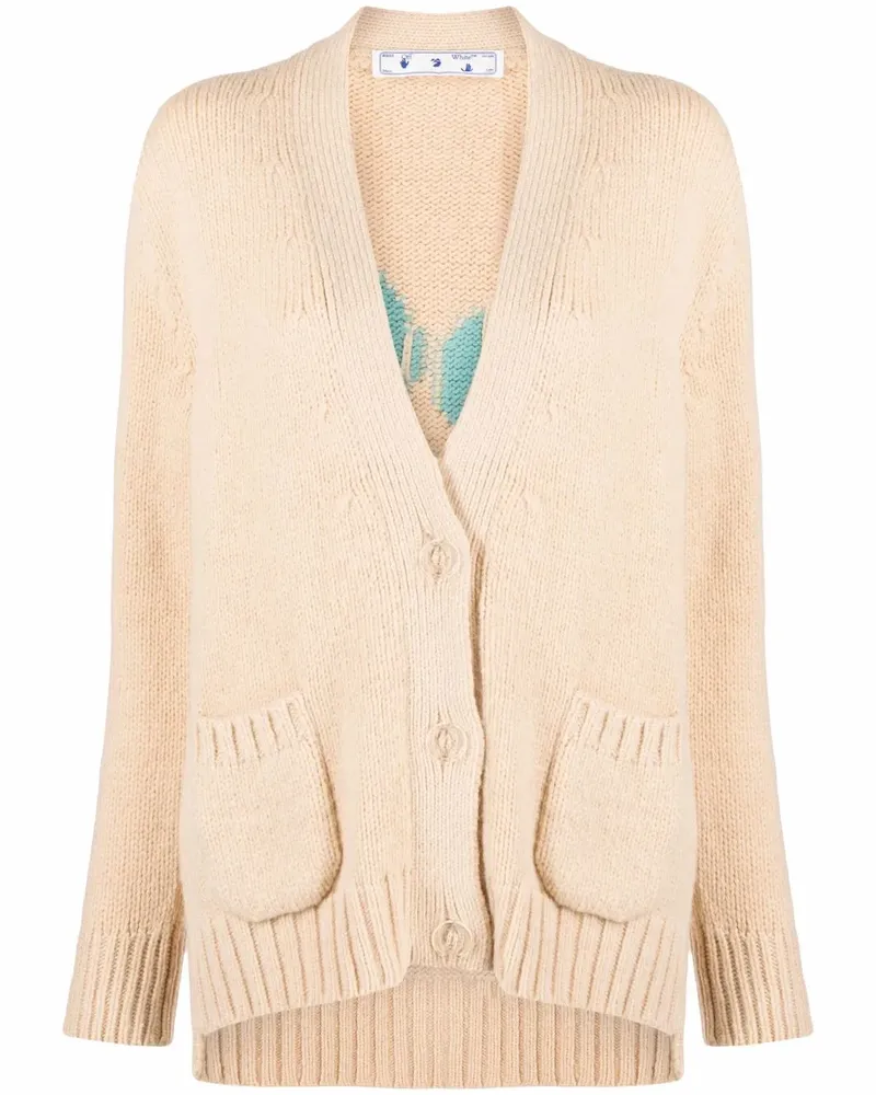 OFF-WHITE Cardigan mit umgedrehten Logo-Print - Nude Nude