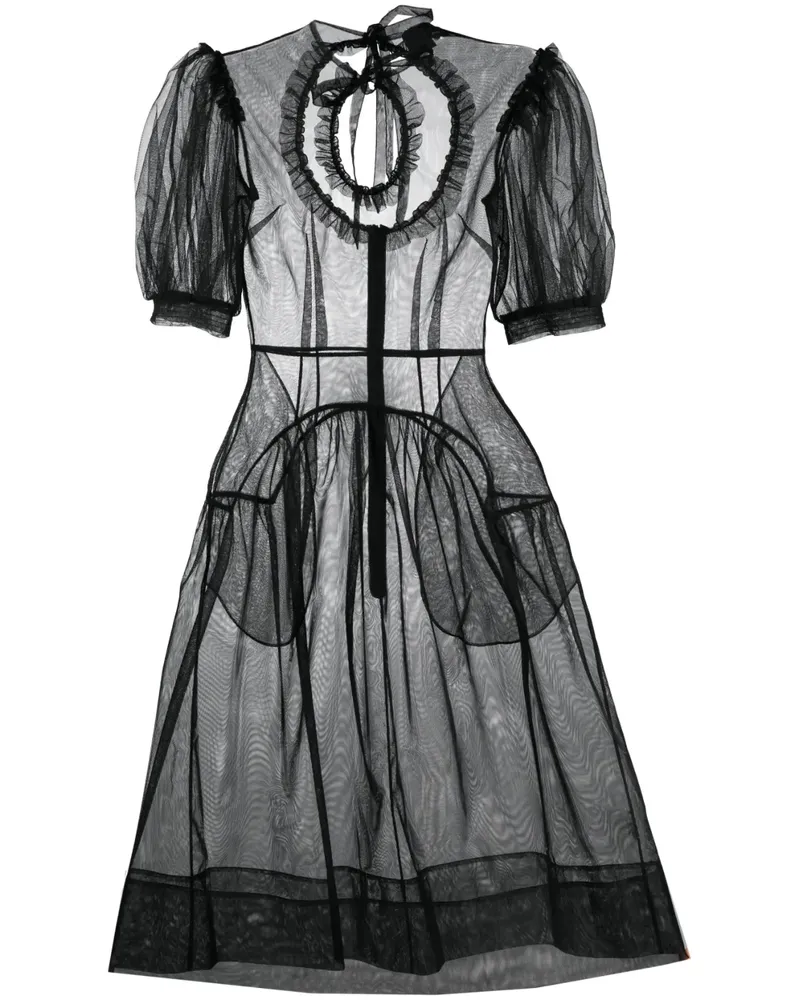 Simone Rocha Semi-transparentes Midikleid - Schwarz Schwarz