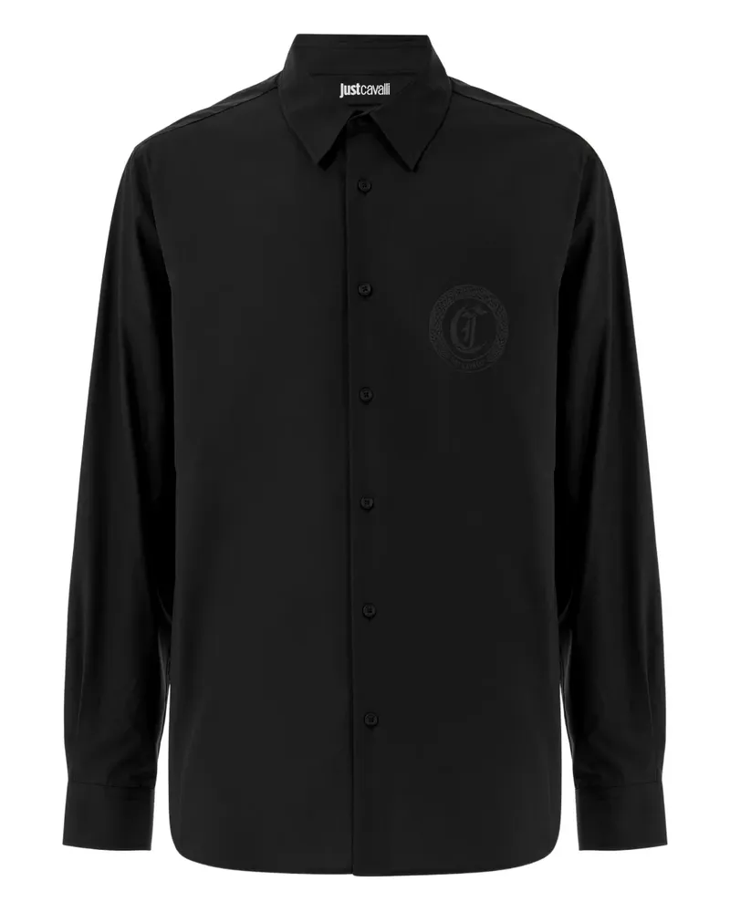 Just Cavalli logo-emblem long-sleeve shirt - Schwarz Schwarz