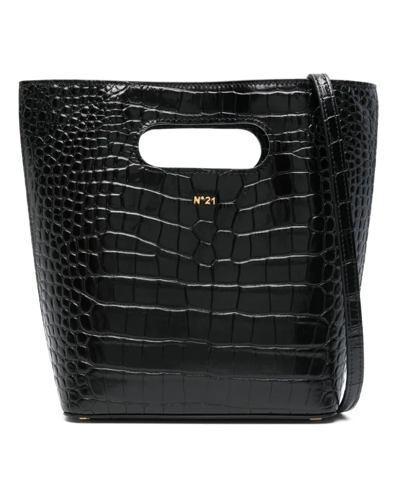 N° 21 Handtasche mit Kroko-Effekt - Schwarz Schwarz
