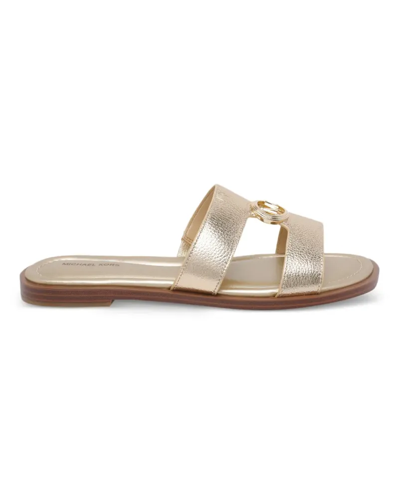 Michael Kors Erin logo-plaque leather sandals - Gold Gold