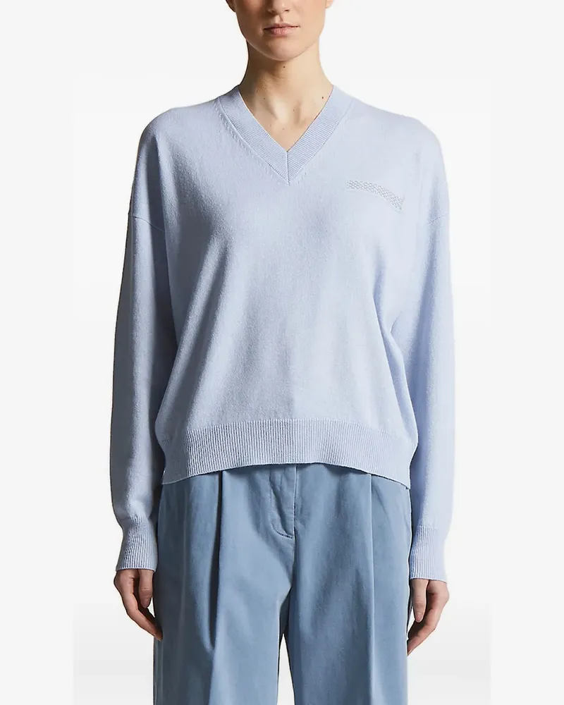 Peserico Verzierter Pullover mit V-Ausschnitt - Blau Blau
