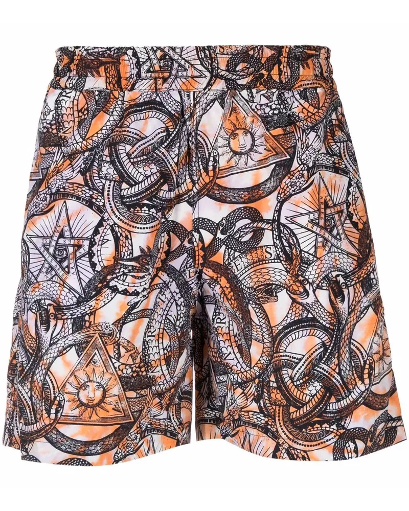 Aries Badeshorts mit grafischem Print Orange