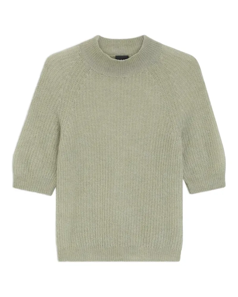 HUGO BOSS Gestrickter Pullover aus geripptem Alpakagemisch - Grün Grün