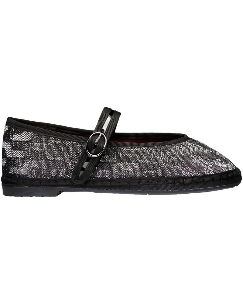 FLABELUS Pierre Jasmine Ballerinas mit Schnallenriemen - Schwarz Schwarz