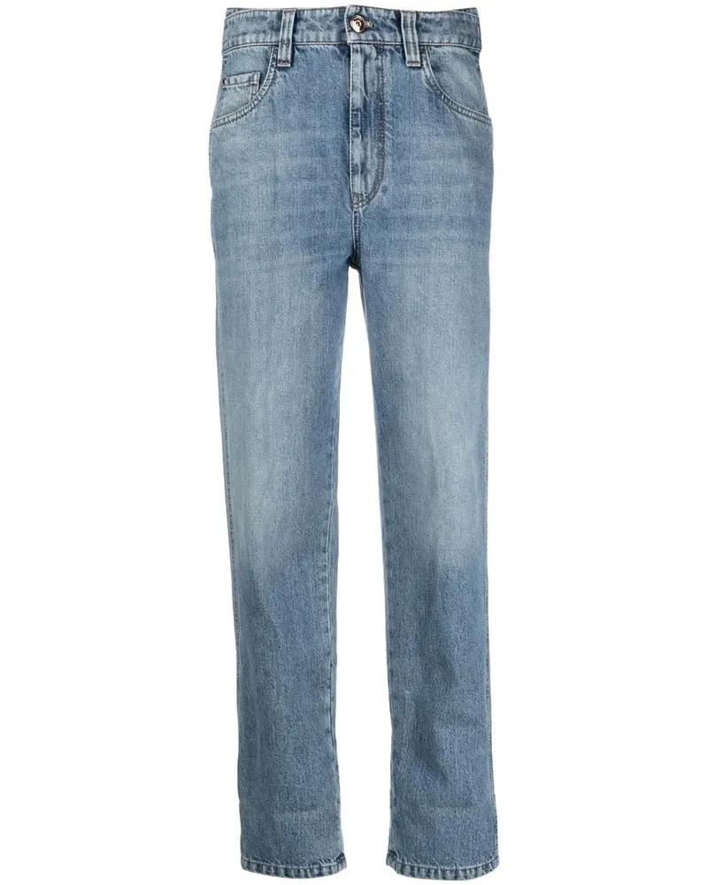 Brunello Cucinelli Gerade High-Rise-Jeans - Blau Blau