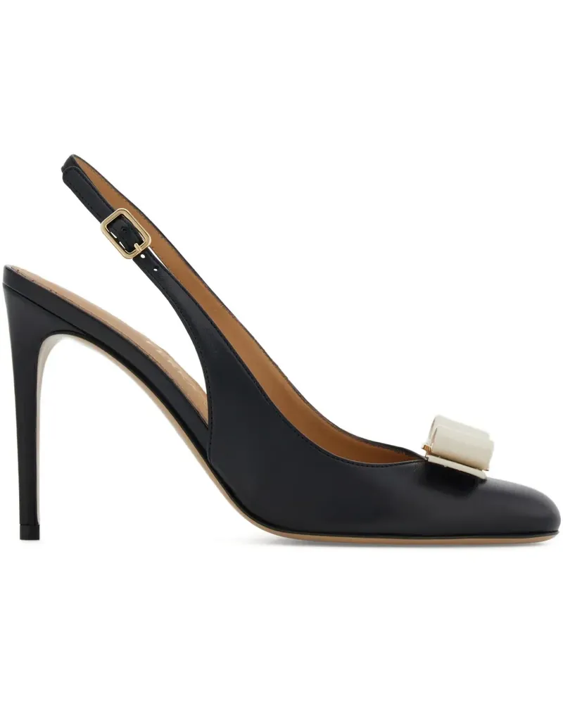 Ferragamo Pumps mit Slingback-Riemen und Schleife 90mm - Schwarz Schwarz
