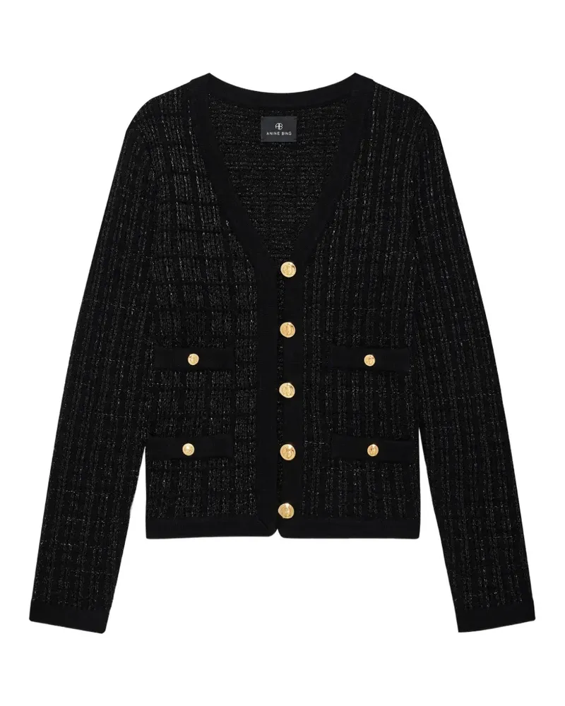 Anine Bing Tessa Cardigan aus Tweed - Schwarz Schwarz