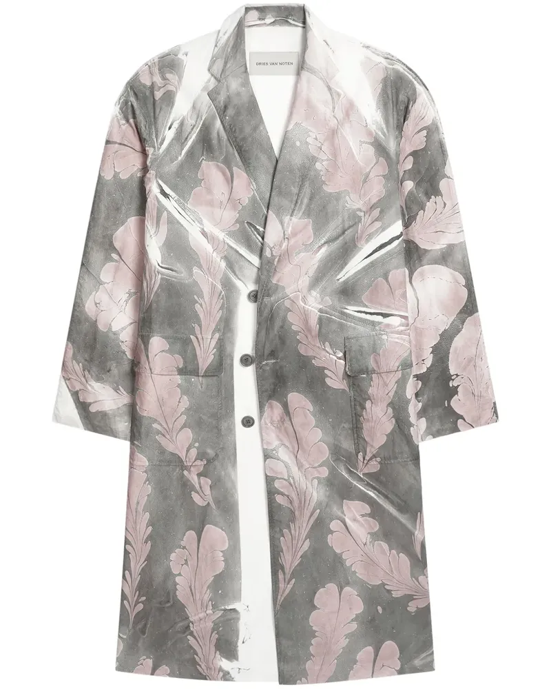 Dries van Noten Doppelreihiger Mantel mit Print - Grau Grau