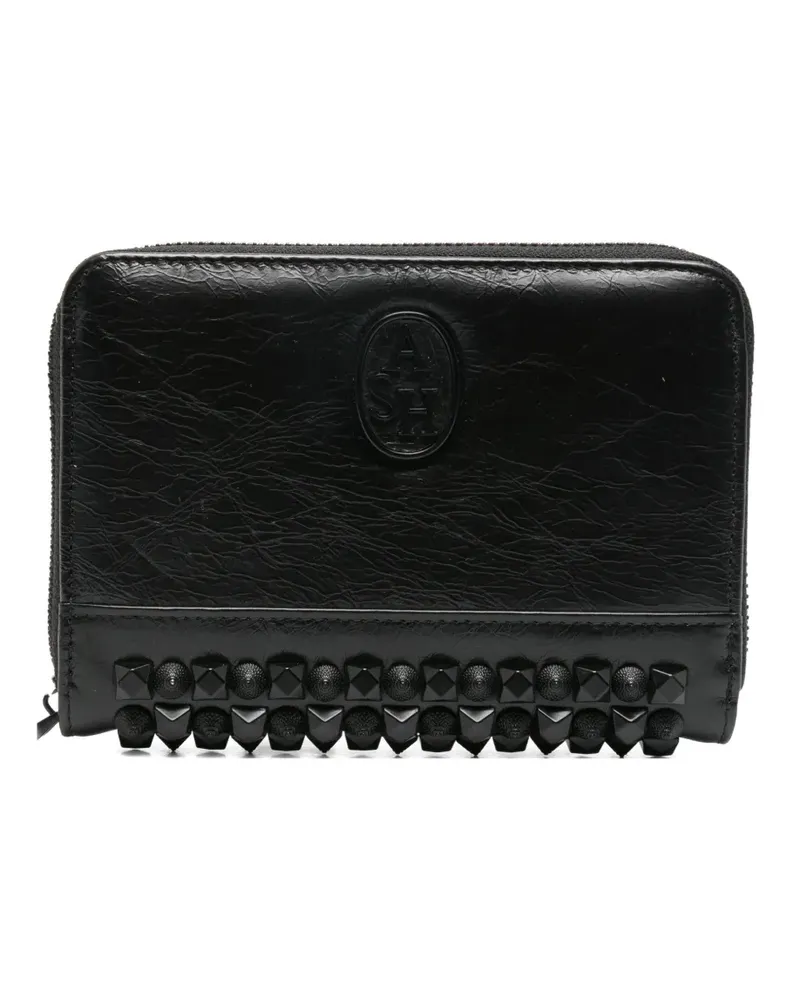 ash stud-embellished crinkled-leather wallet - Schwarz Schwarz