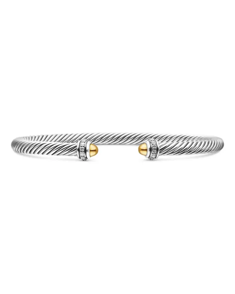 David Yurman 18kt Classic Cable Gelbgold- und Sterlingsilberarmband mit Diamant 4mm Silber