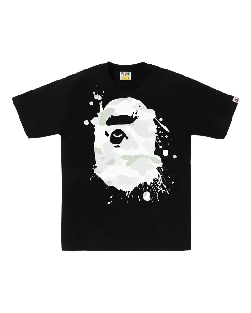 BAPE camo-print paint-splatter T-shirt - Schwarz Schwarz