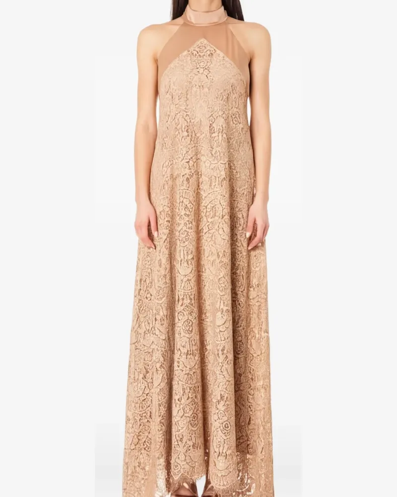D.EXTERIOR Abendkleid mit Spitzen-Overlay - Nude Nude