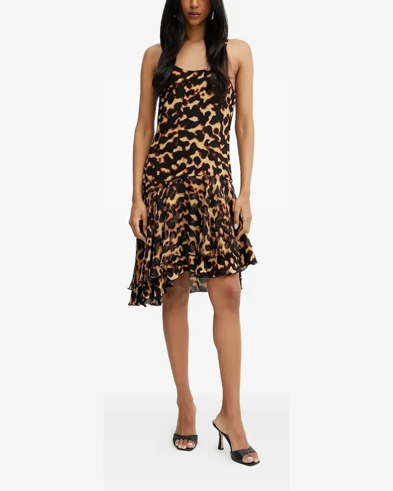 Silvian Heach Gerüschtes Minikleid mit Schildpatt-Print - Schwarz Schwarz