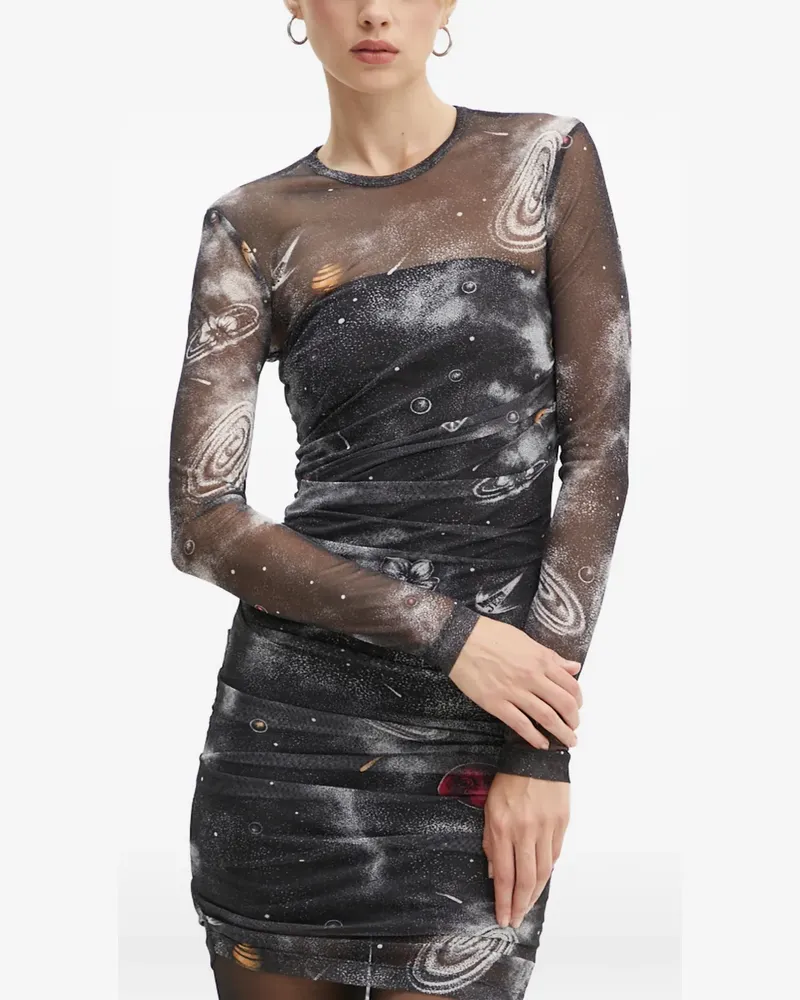 Moschino long-sleeve graphic dress - Schwarz Schwarz