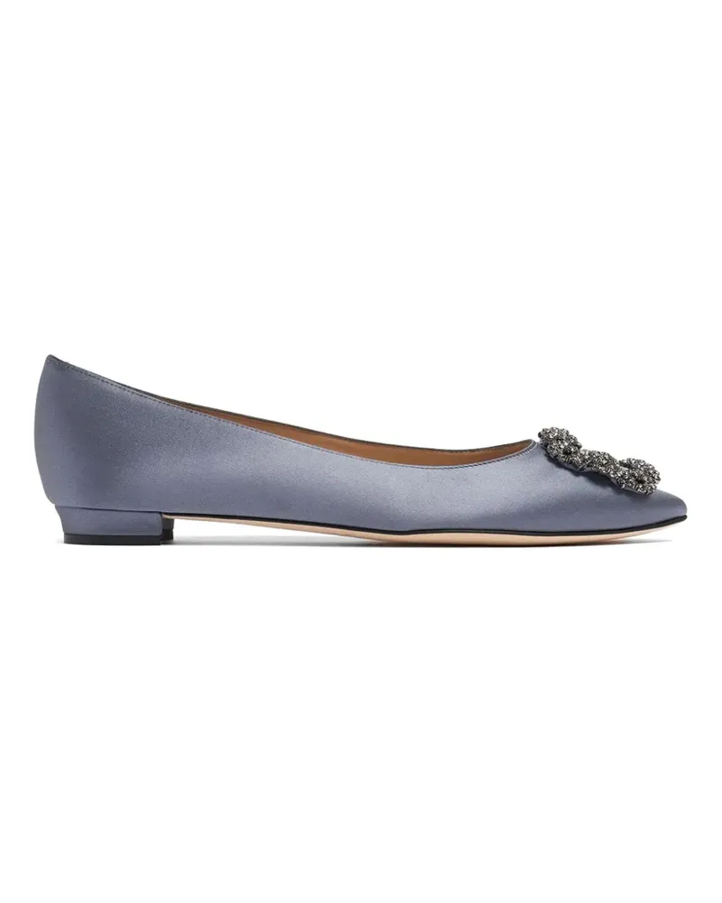 Manolo Blahnik Flache Pumps mit Zierdetail - Blau Blau