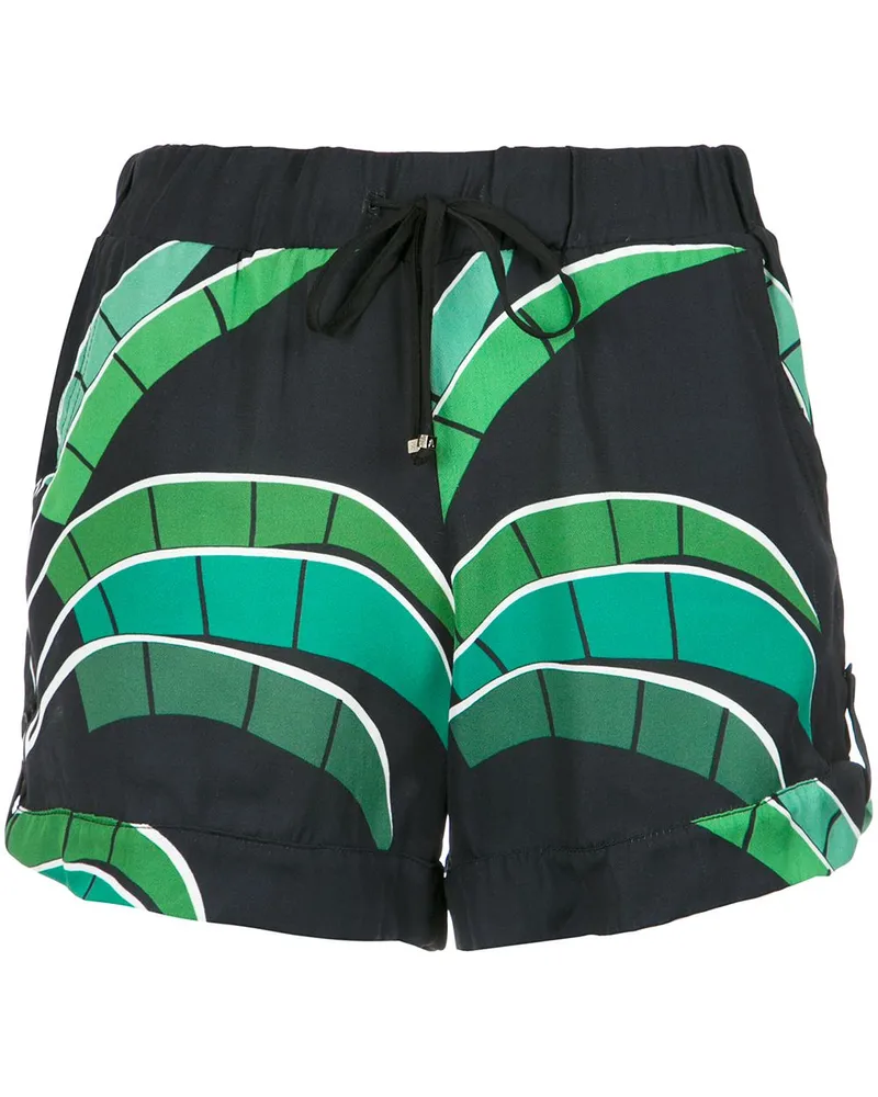 Amir Slama Shorts mit tropischem Print - Schwarz Schwarz