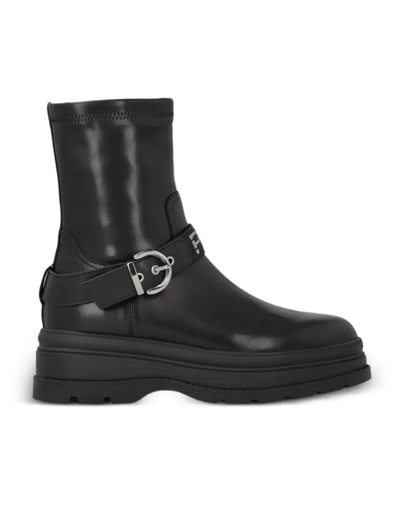 Pinko Stiefel mit Logo-Riemen - Schwarz Schwarz