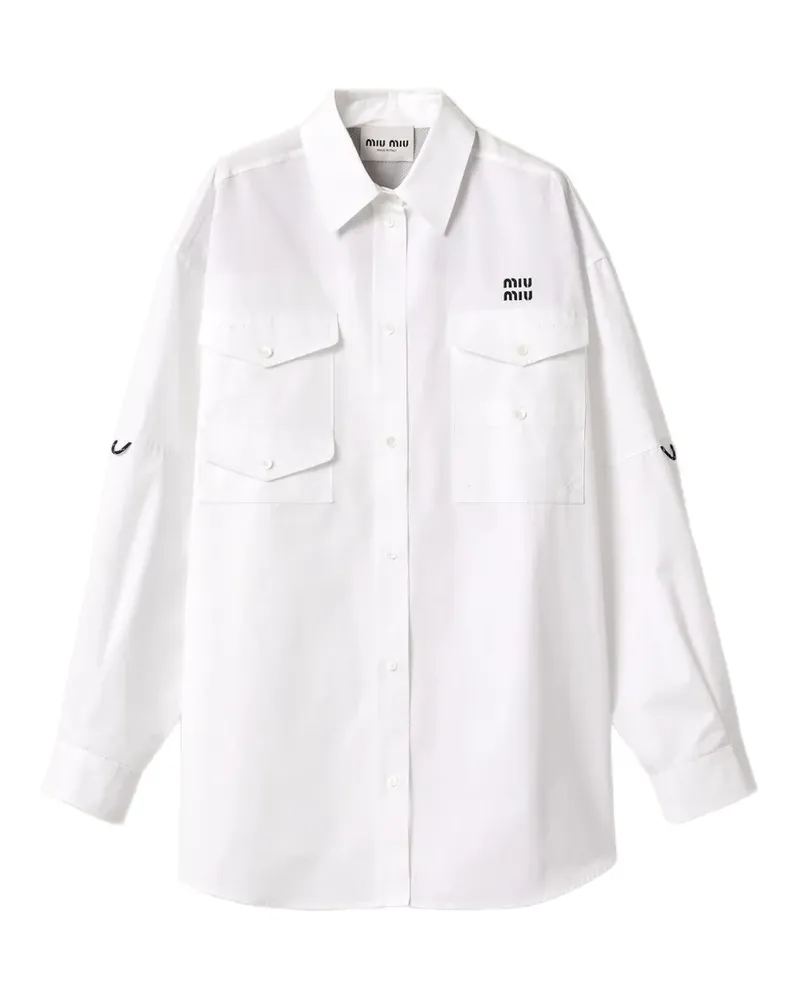 Miu Miu embroidered-logo shirt - Weiß Weiß