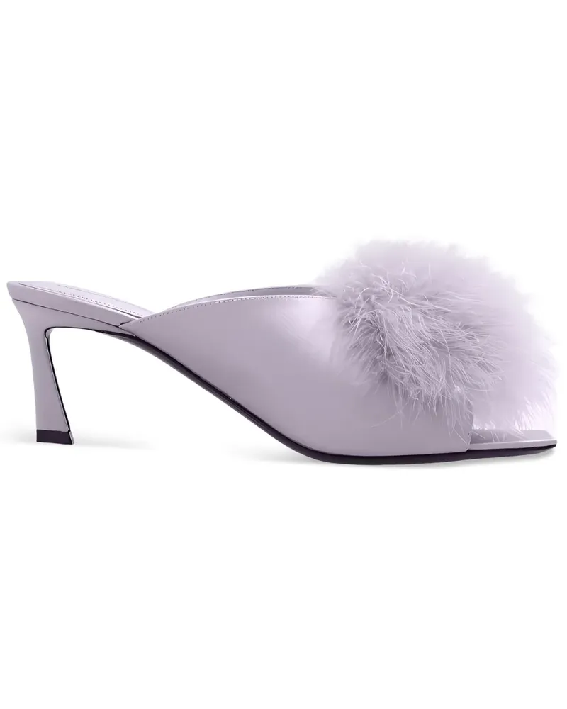 Saint Laurent Sandalen mit Faux Fur - Violett Violett