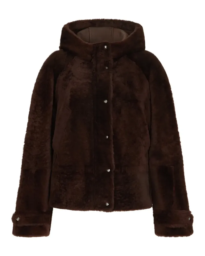 Brunello Cucinelli shearling outerwear jacket with shiny zipper pull - Braun Braun