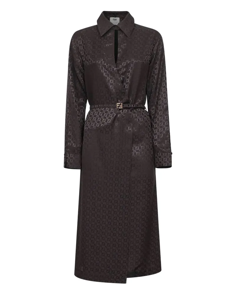 Fendi Jacquard-Kleid mit FF-Gürtel - Braun Braun