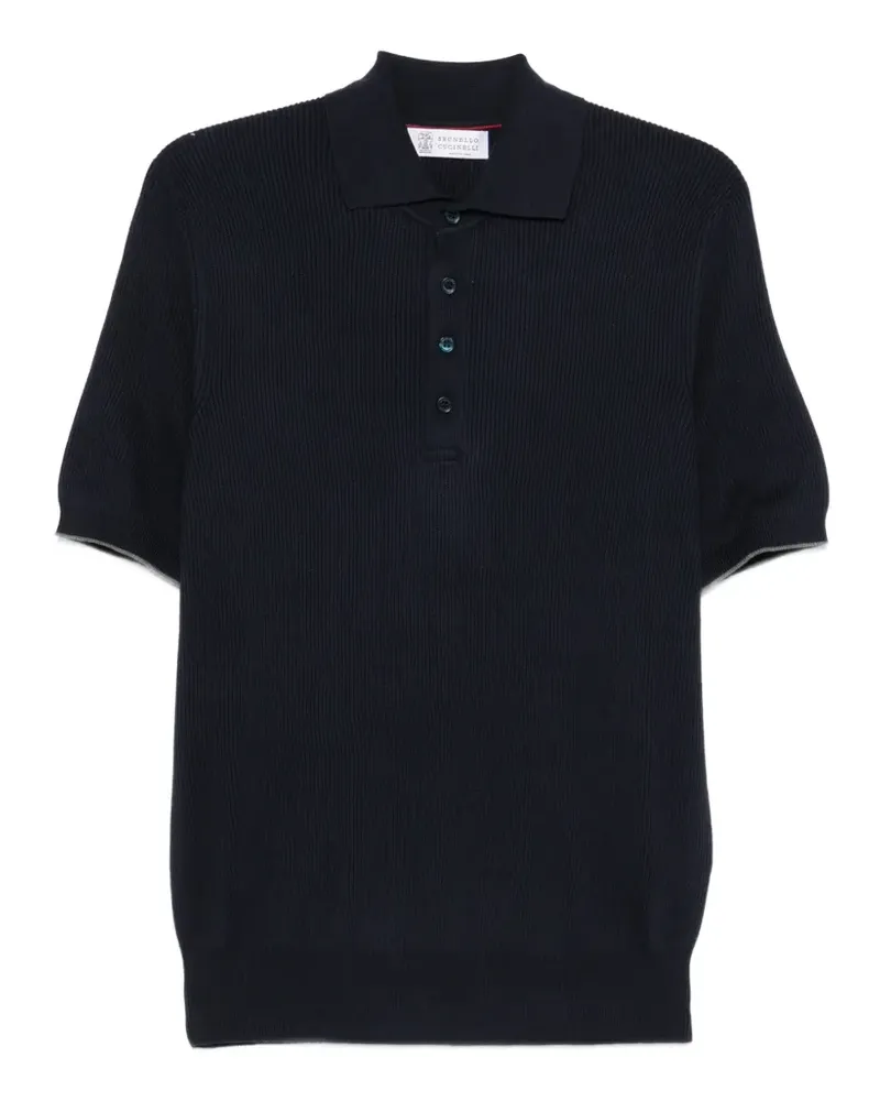 Brunello Cucinelli Geripptes Poloshirt - Blau Blau