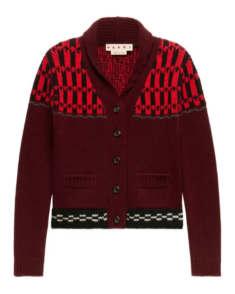 Marni Cardigan mit Jacquardmuster - Rot Rot