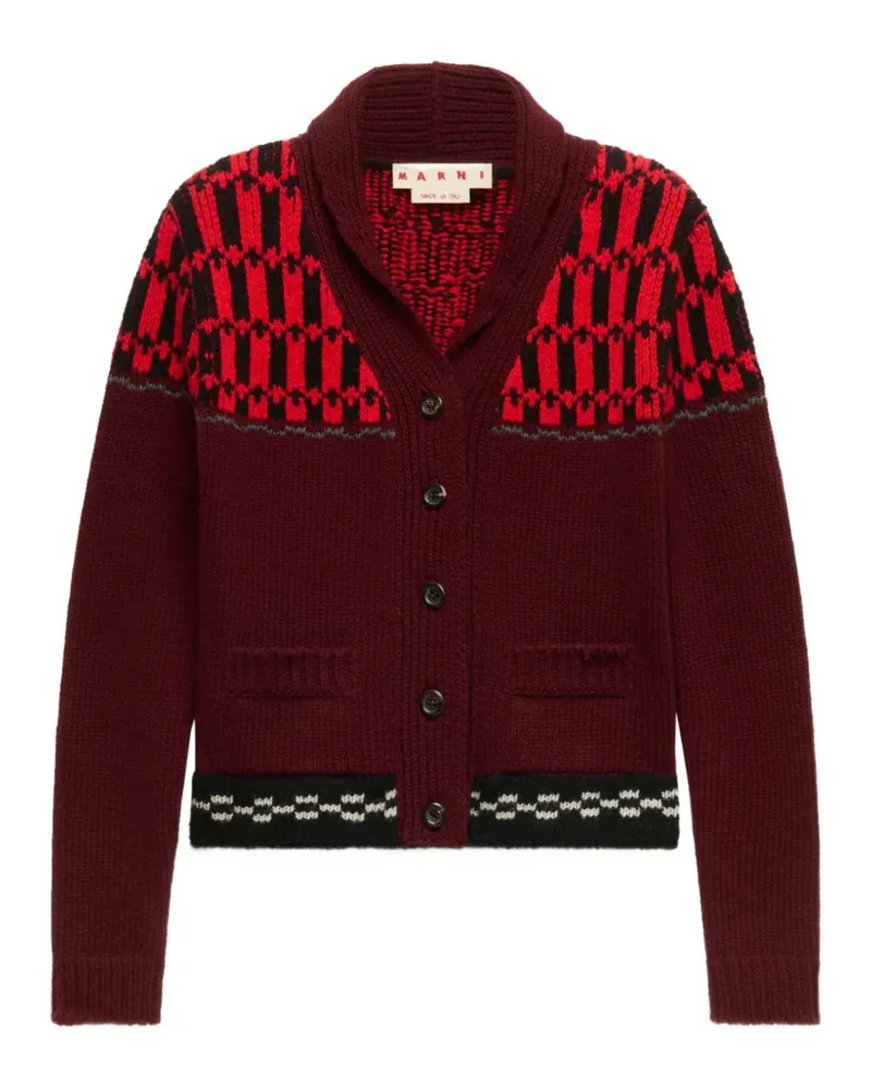 Marni Cardigan mit Jacquardmuster - Rot Rot