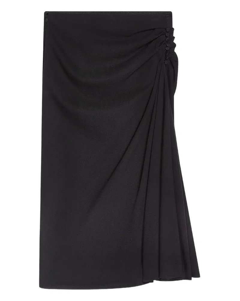 Dries van Noten Drapierter Midirock mit Knopfdetail - Schwarz Schwarz