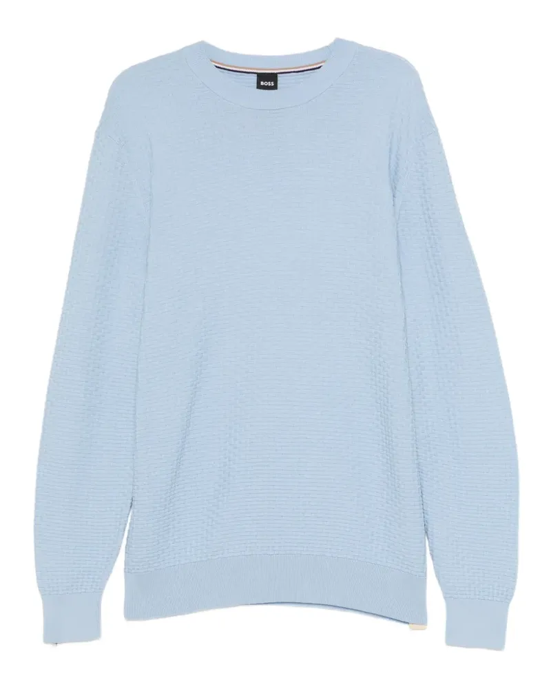 HUGO BOSS textured crew neck sweater - Blau Blau