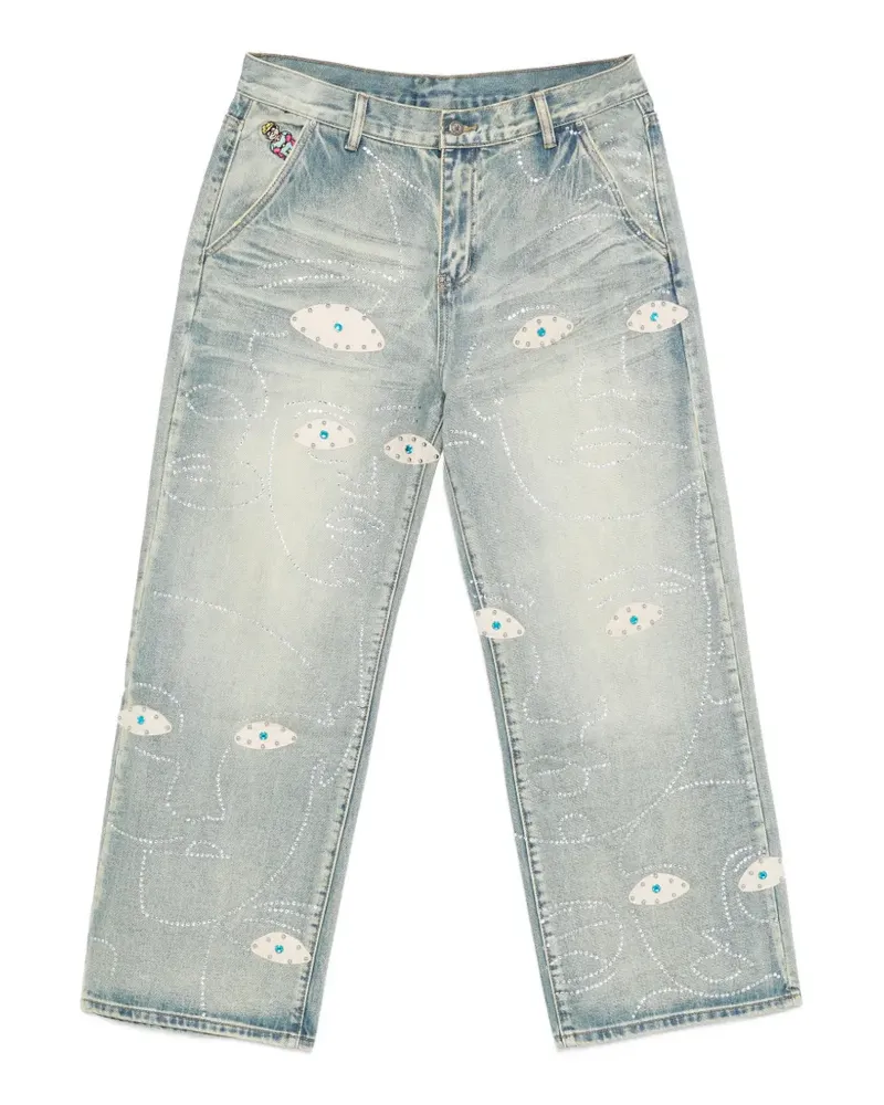 KidSuper appliqué embellished jeans - Blau Blau