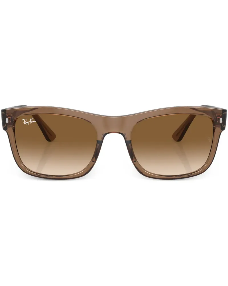 Ray Ban Eckige Sonnenbrille mit Logo-Schild - Braun Braun