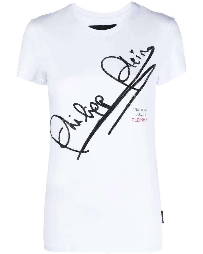 Philipp Plein T-Shirt mit Signaturen - Weiß Weiß