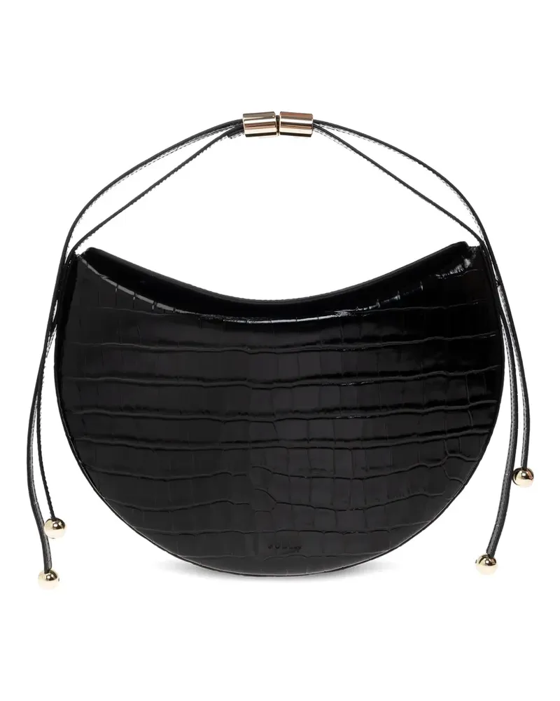 Furla Schultertasche mit Kroko-Effekt und Mondstein - Schwarz Schwarz