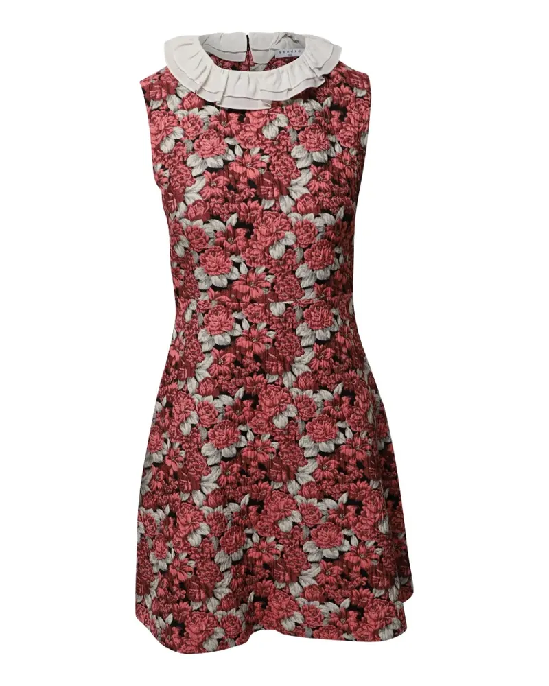 Sandro frilled-collar floral-print mini dress - Rot Rot