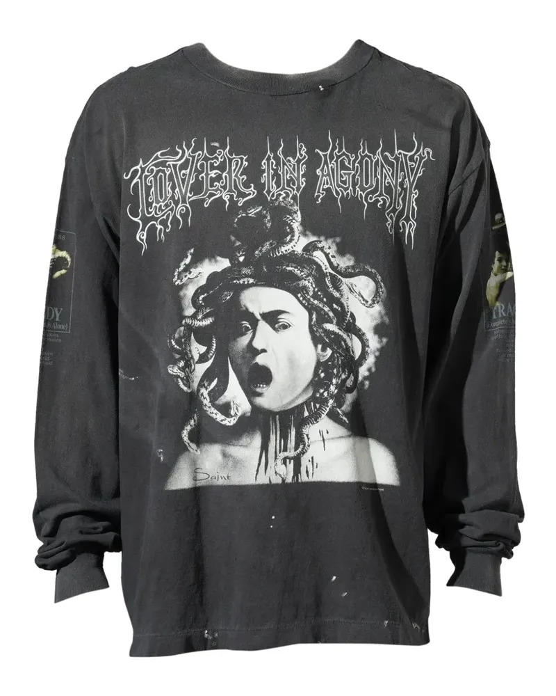 SAINT MXXXXXX Langarmshirt mit Medusa-Print - Schwarz Schwarz