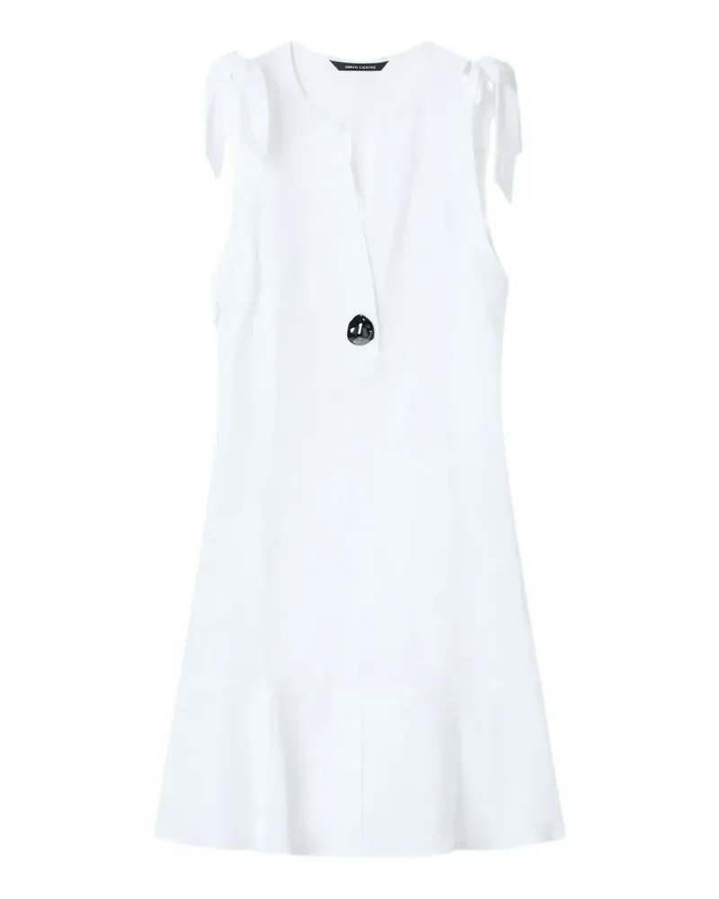 Armani Exchange bow-detail ruffled dress - Weiß Weiß