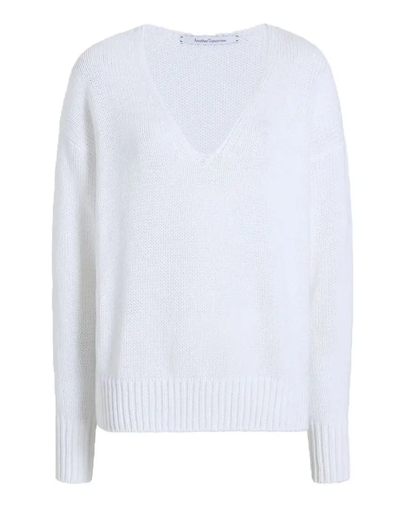 Another Tomorrow draped V-neck sweater - Weiß Weiß