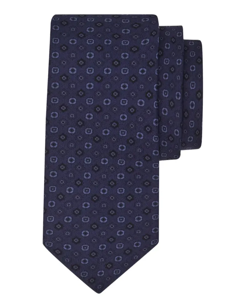 Ferragamo Seidenkrawatte mit Mikro-Muster - Blau Blau