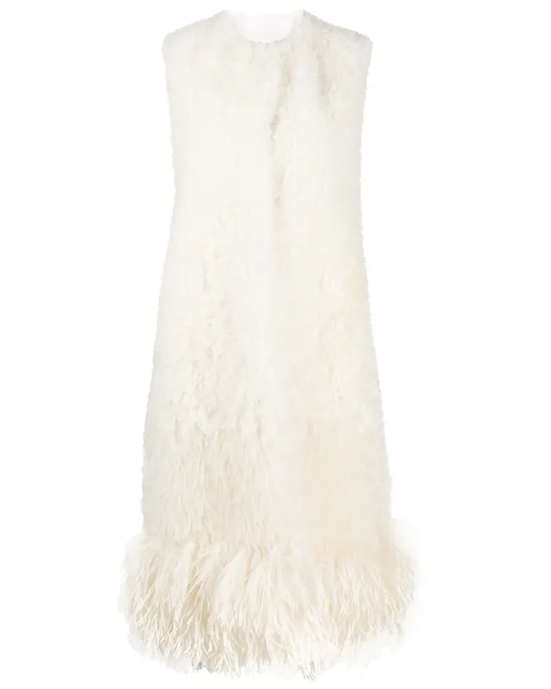 Prada Ärmelloser Shearling-Mantel - Weiß Weiß