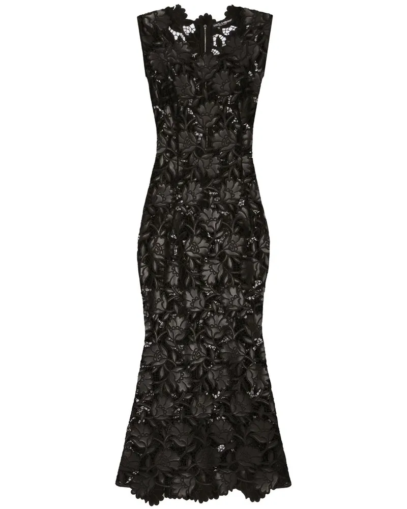 Dolce & Gabbana Spitzenkleid mit Blumenmuster - Schwarz Schwarz