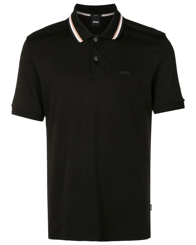 HUGO BOSS Poloshirt mit Logo-Stickerei Schwarz